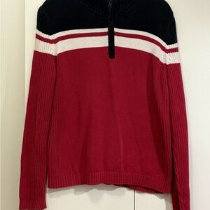 St. John's Bay Red and Black Cowl Neck Sweater